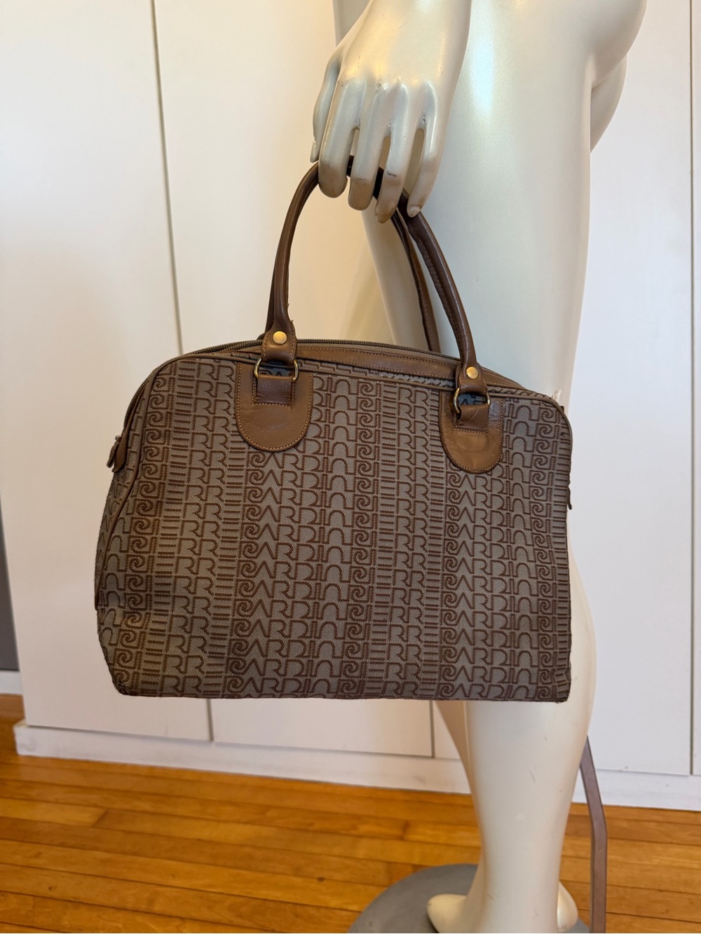 Pierre Cardin 1970’s Brown Monogram Satchel Handbag - Unbranded